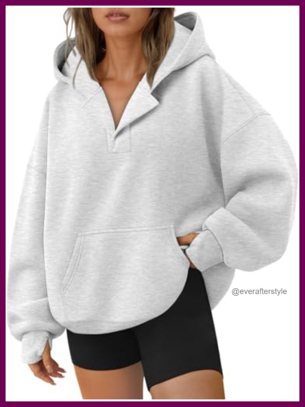 Oversized V Neck Hoodie Pullover Sweatshirt 50% Polyester 50% Cotton